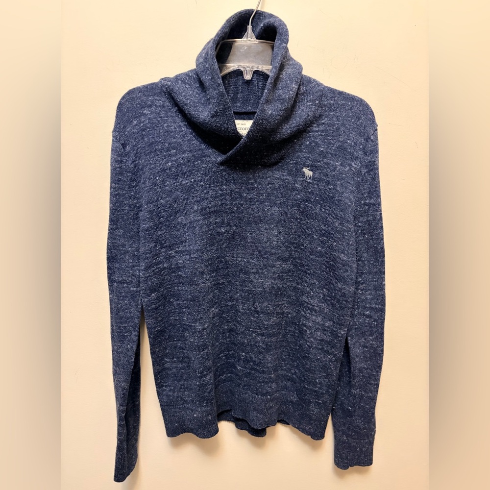 ABERCROMBIE & FITCH Men's Navy Speckled Mock Neck Sweater